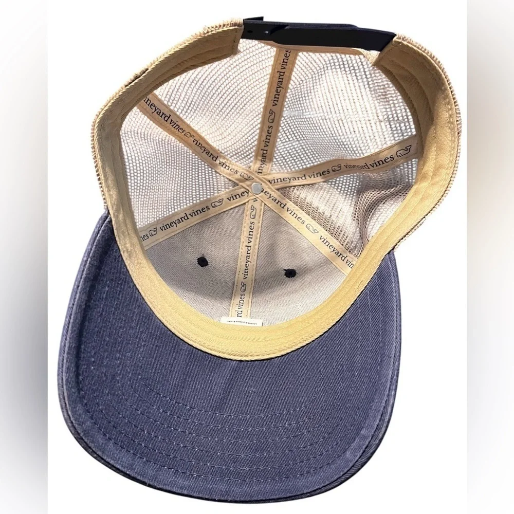 Vineyard Vines Martha's Vineyard Trucker Hat - Navy Blue & Tan Mesh